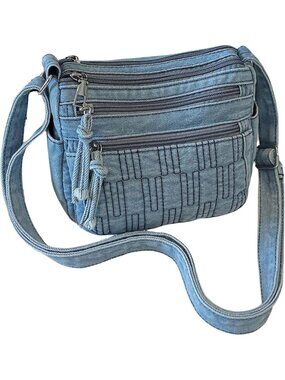 Stylish Denim Crossbody Bag for Women - Blue Jean Shoulder Handbag Purse